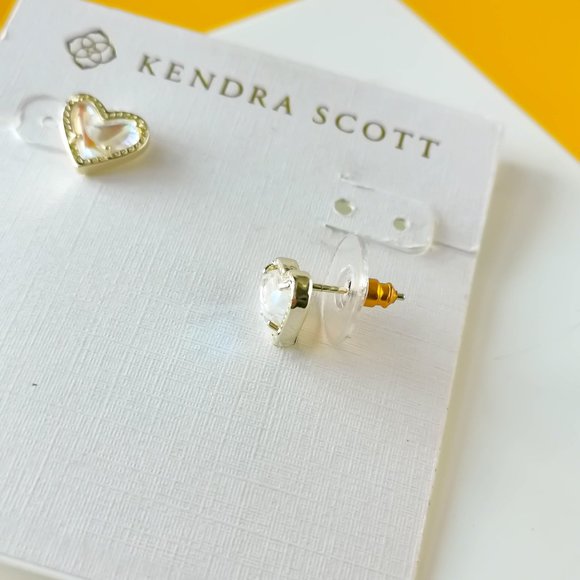 Ari Heart Gold Dichroic Glass Stud Earrings by Kendra Scott - Picture 3 of 3